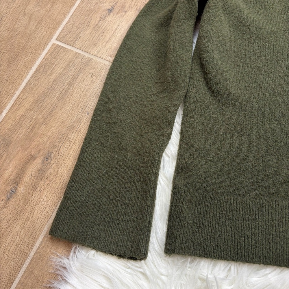 J.Crew Olive Green V-Back Sweater with Velvet Tie - Picture 6 of 11